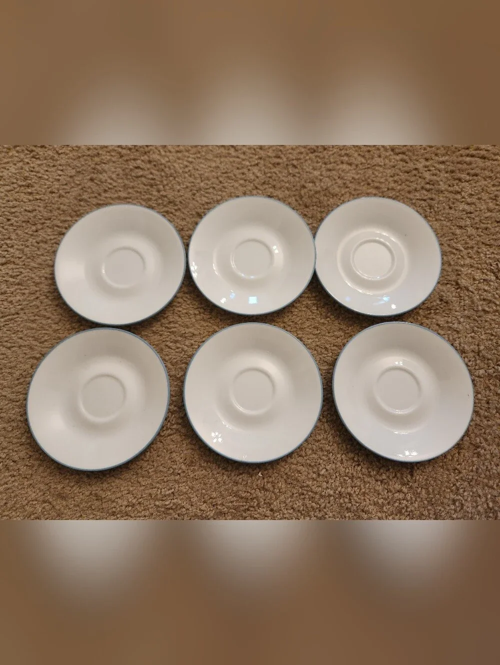 Corelle Saucers Set Of 6 Solid White Blue Trim 6 1/8